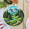 Path By River-DIY Embroidery Kit with Pattern Cotton Threads Needles Hoop 30*30cm/11.81*11.81in