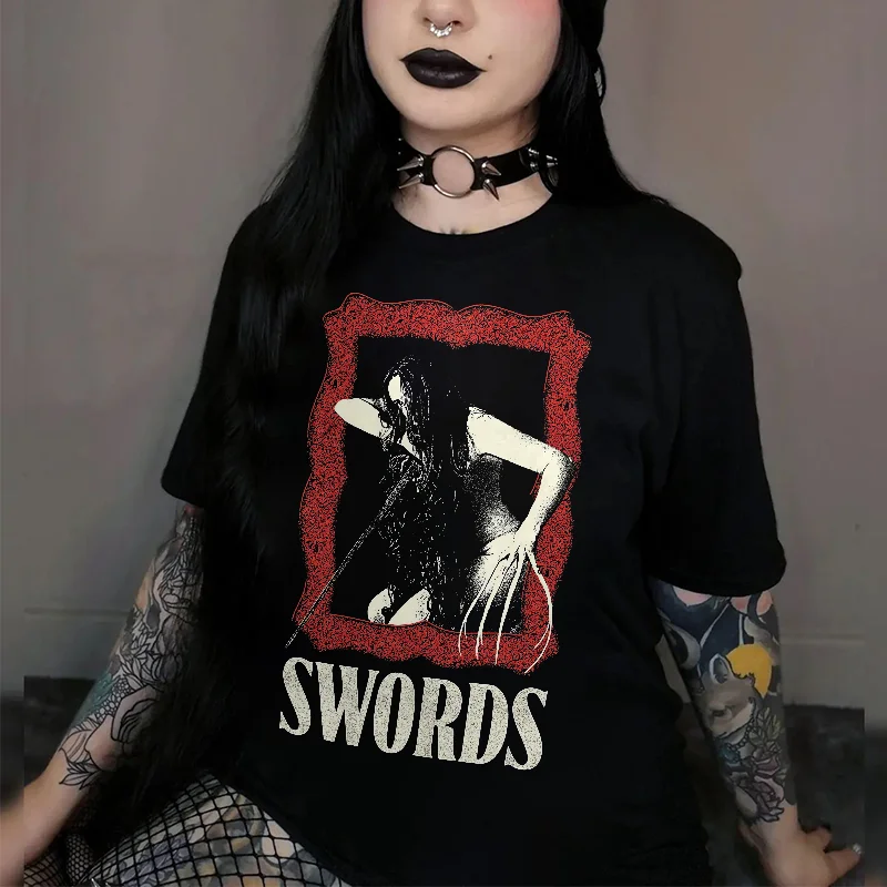 Swords Printed Casual Women's T-shirt -  