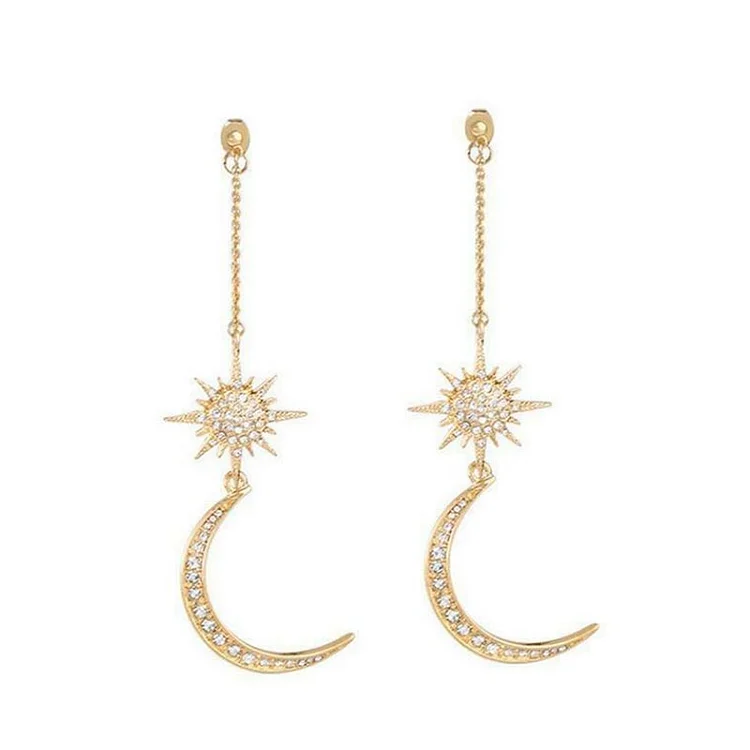 Fashion Golden Moon Diamonds Earrings  Flycurvy [product_label]