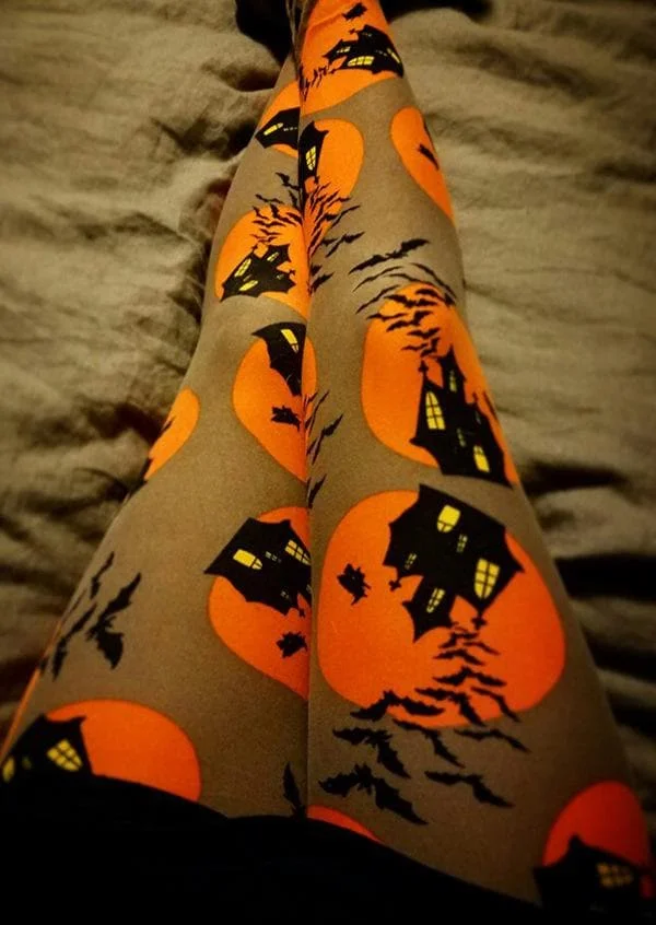 Yellow/Black Halloween Pumpkin Leggings Pants SP14309