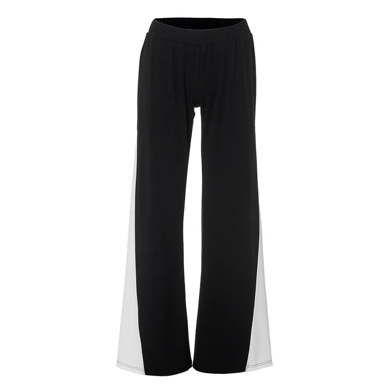 Uveng Uveng Has G24PT164 Women's Autumn New Bump Color Arc Splicing Elastic Straight Casual Flared Trousers