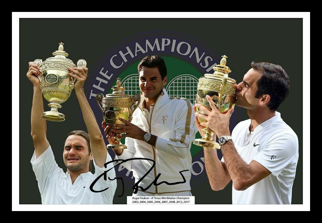 Roger Federer 8 x Wimbledon Champion Autograph Signed & Framed Photo Poster painting 1