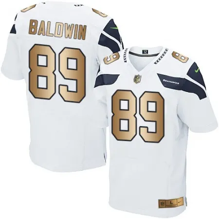 Seahawks #89 Doug Baldwin White Men's Stitched NFL Elite Gold Jersey