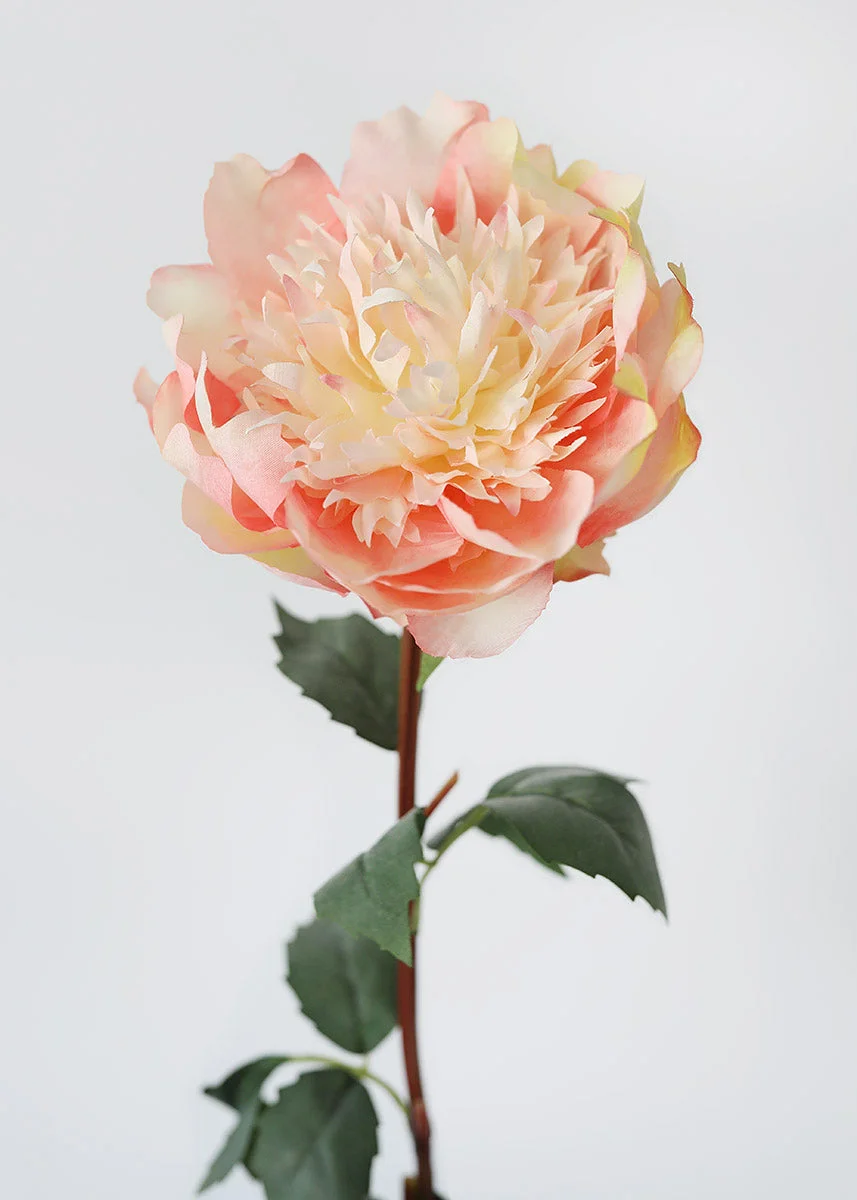 Artificial Peony Flower in Yellow Pink - 30.5"
