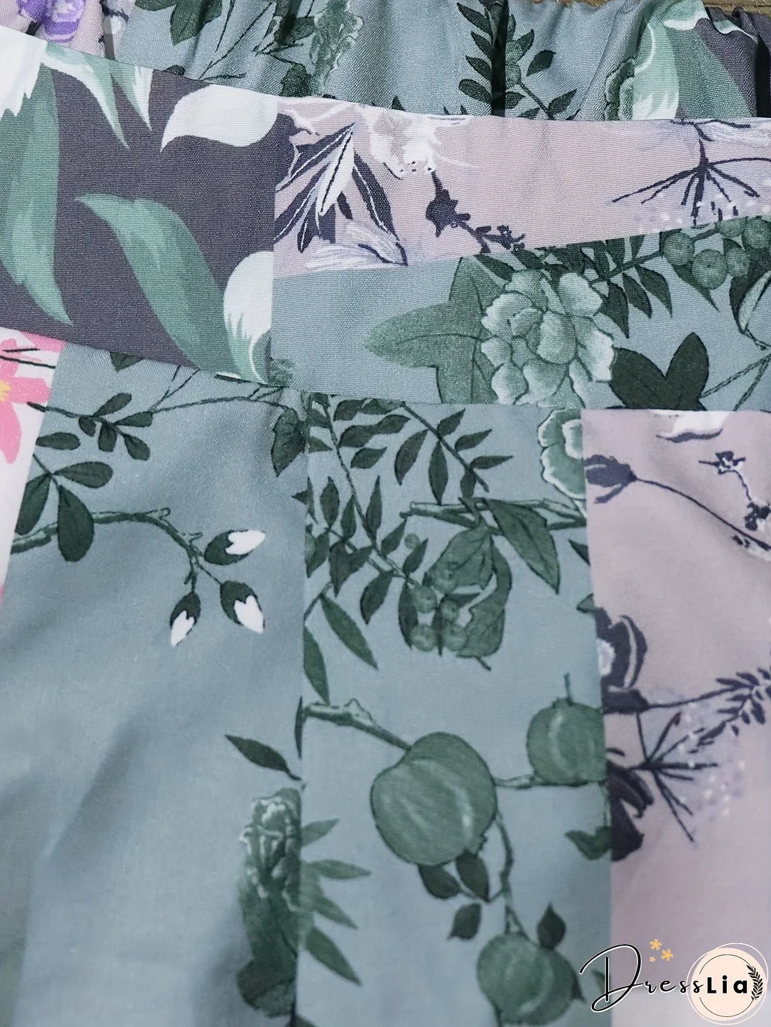 Plus Size Floral Print Two-piece Set, V Neck Twist Front 3/4 Sleeve Top & High Waist Pants Outfits, Women's Plus Size Clothing