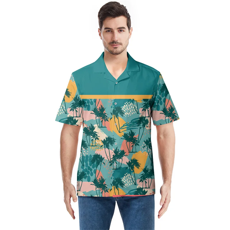 Smiledeer  Men's Hawaiian Beach Short Sleeve Shirt