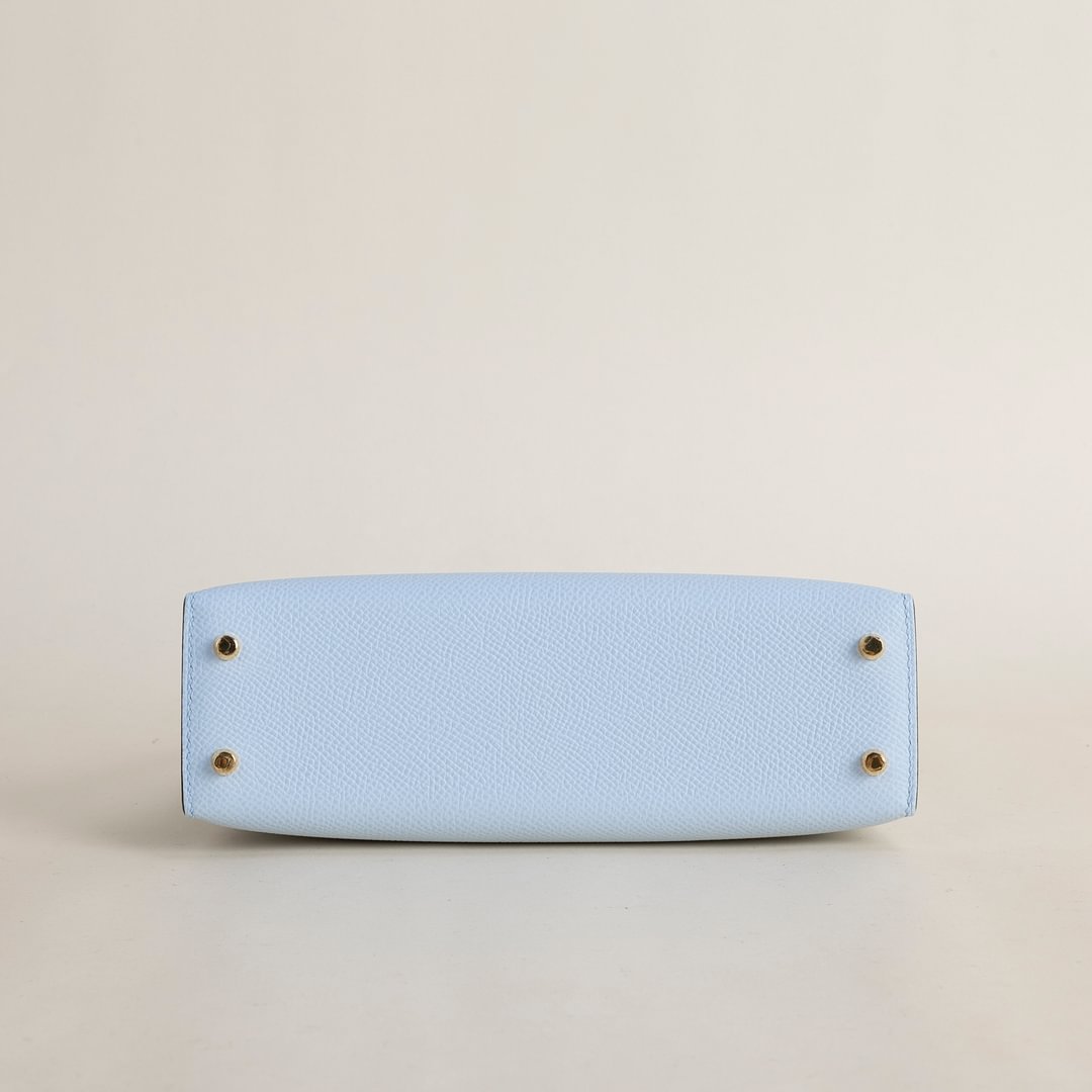 Mini Kelly II Epsom T0 Bleu Brume GHW