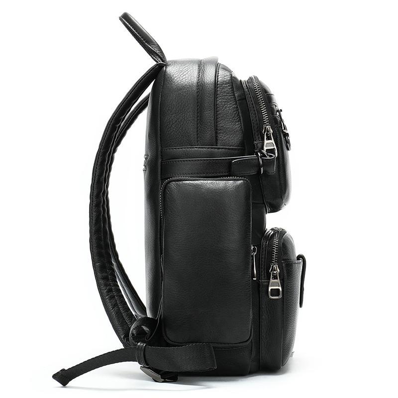 Men's Leather Backpack Large Capacity Computer Bag Retro Style School Bag