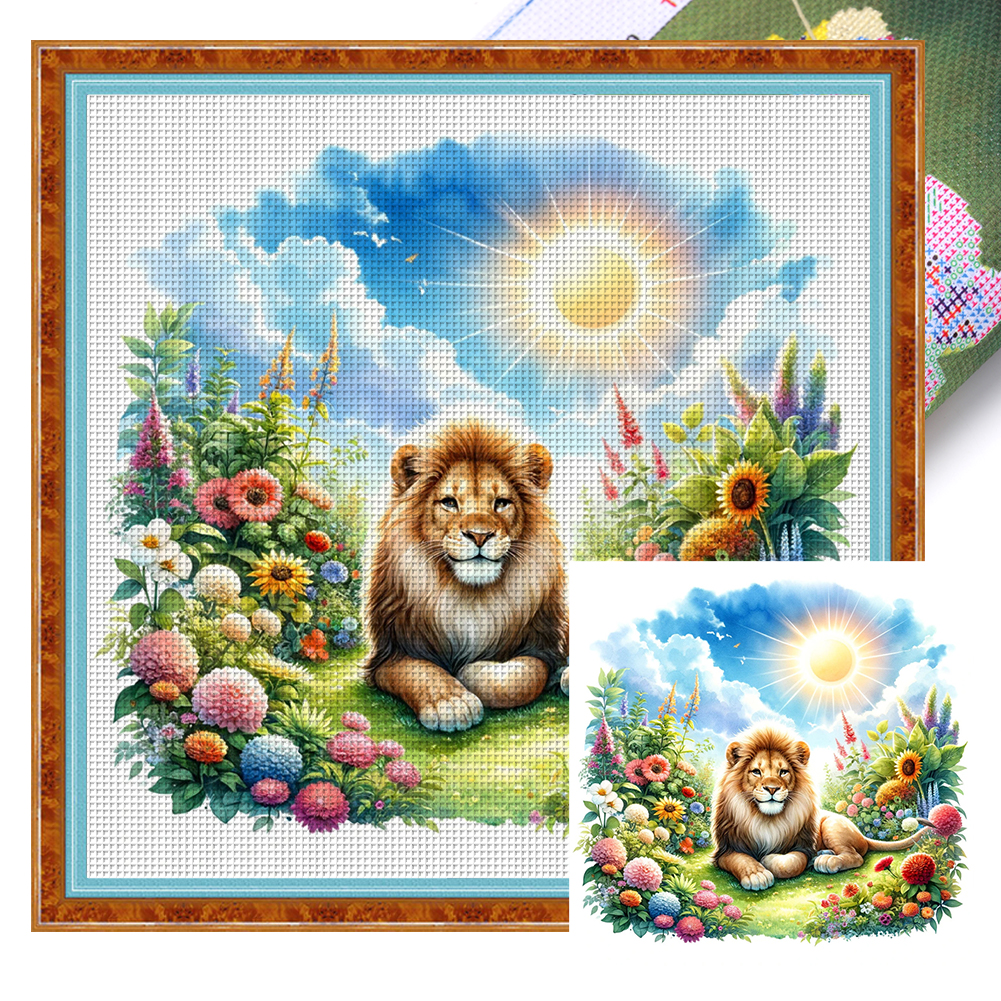 Lion Sous Le Soleil Du Printemps 18CT(30*30cm) Stamped Cross Stitch gbfke