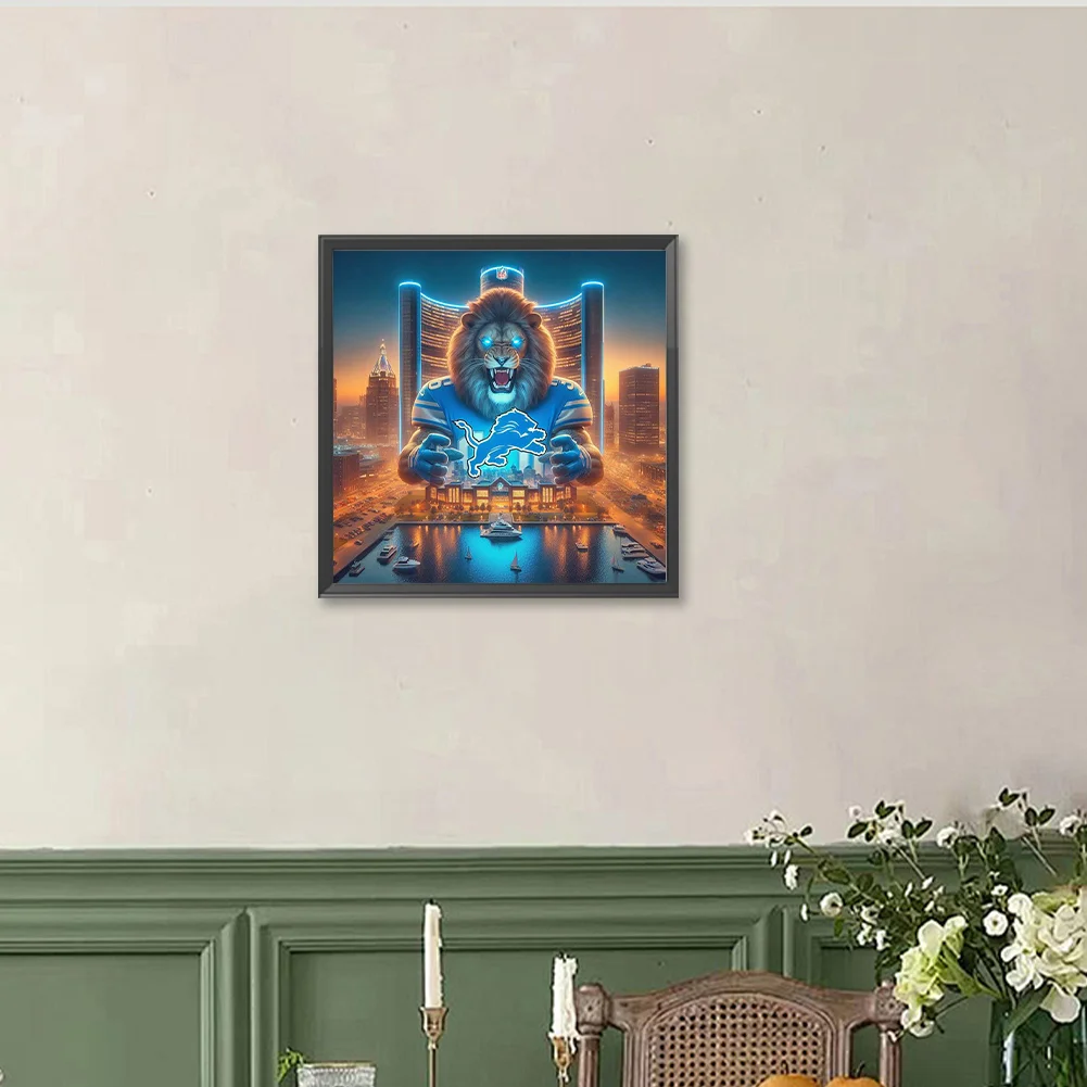 Diamond Painting - Full Round Drill - Detroit Lions(Canvas|40*40cm)