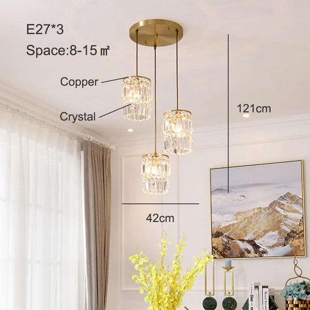 Modern Pendant Lamp Dining Crystal Pendant Lights For Bar Minimalist Crystal Lamp Bedroom Bedside Light Crystal Fixtures Kitchen