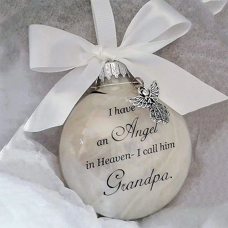 Personalized White Feather Bauble Christmas Ball Angel Memorial Ornament -Mom/Dad/Son/Daughter/Grandpa/Grandma/Husband/Wife/Brother/Sister/Uncle/Aunt