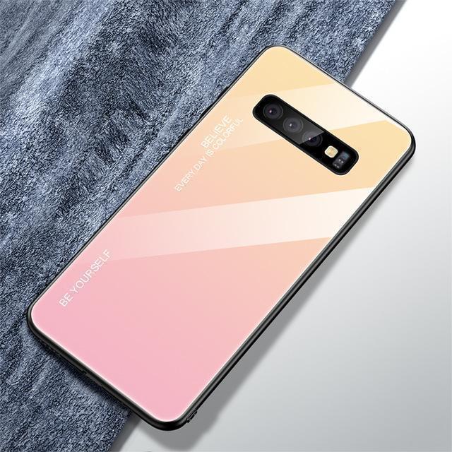 Gradient Tempered Glass Back Anti-scratch Protective Case for Samsung Galaxy S10 S10 Plus S10 Lite