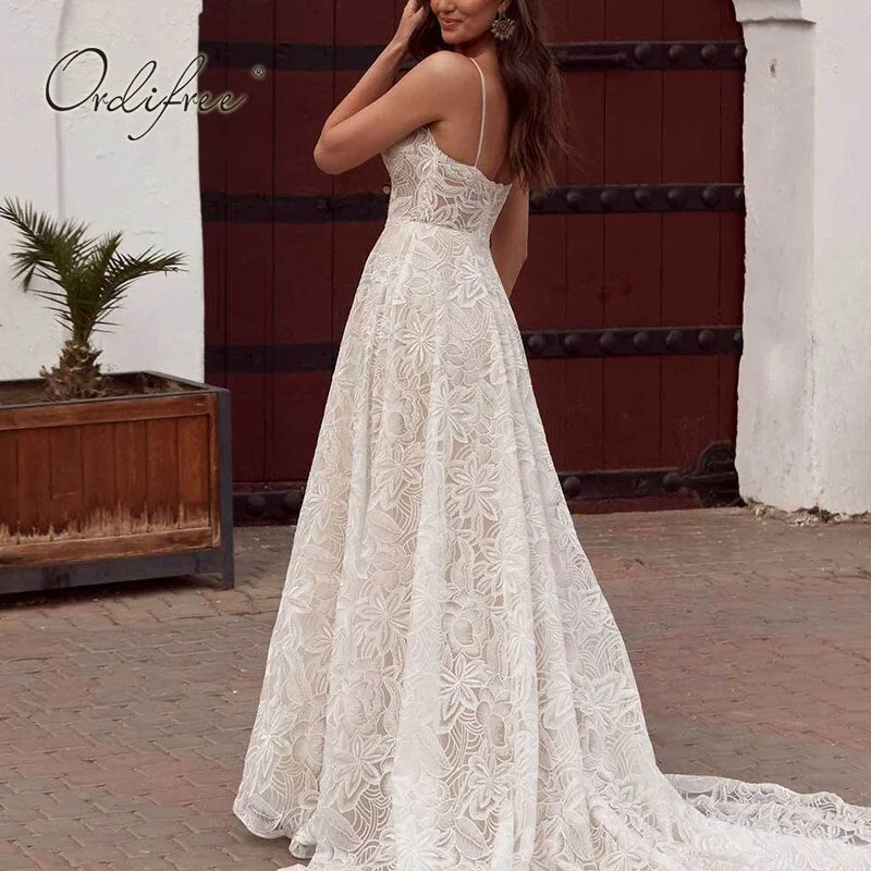 Ordifree 2022 Summer Women Long Party Dress Embroidery Sexy Backless White Lace Elegant Lady Evening Maxi Dress