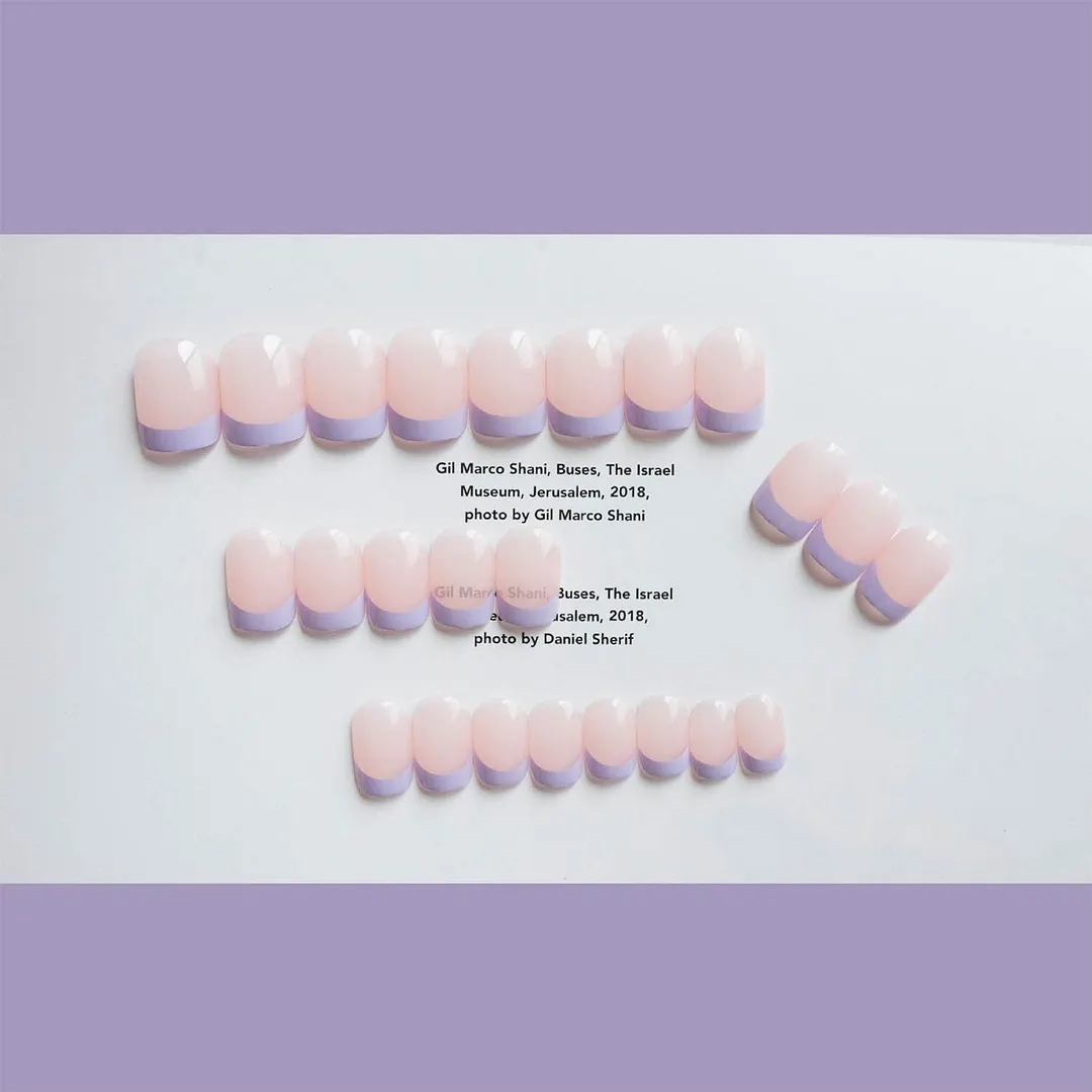 24Pcs French False Nails Short Light Purple Wear False Nails Finished Fake Nail Full Cover Nail Stickers Removable Manicure Tool
