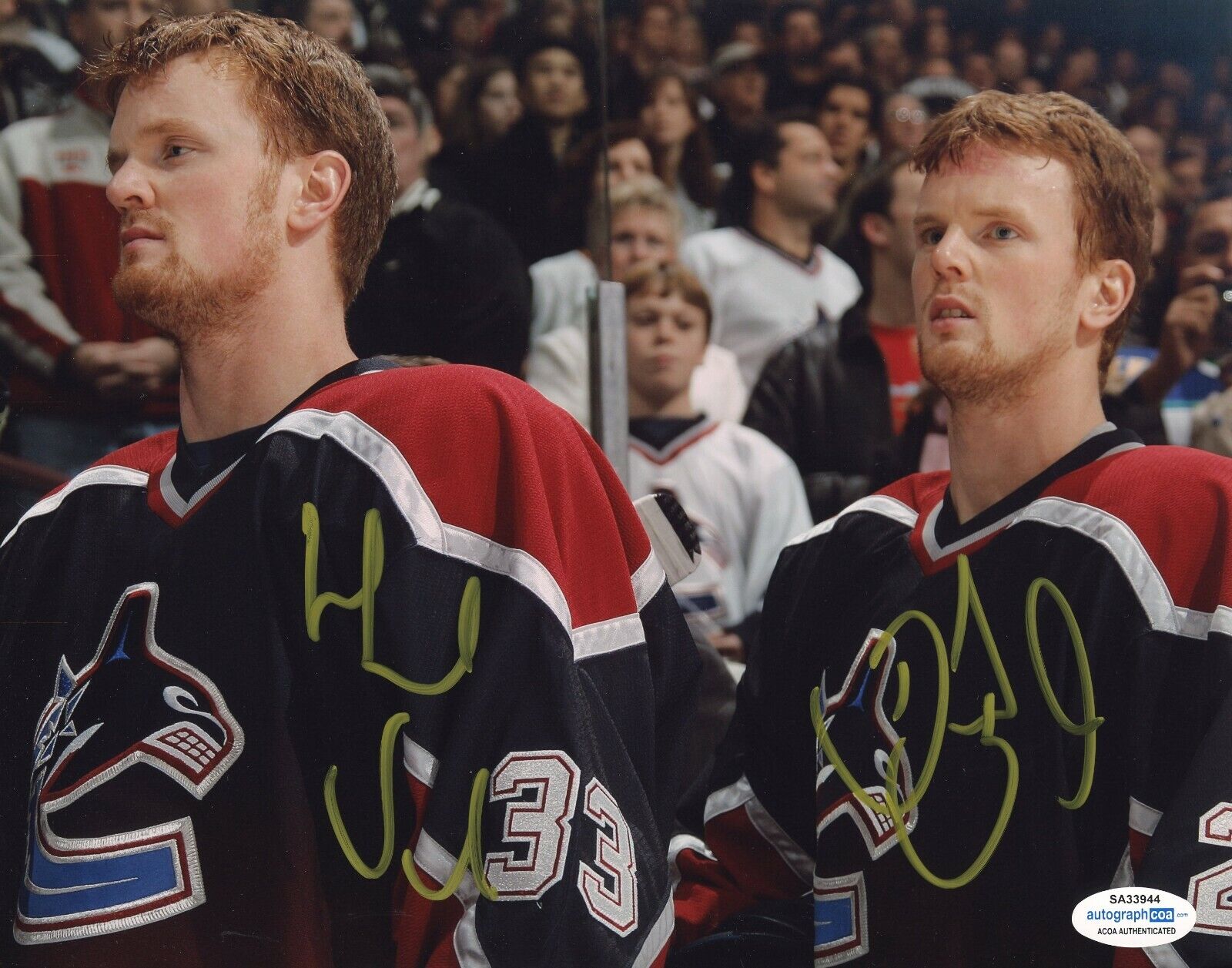 Vancouver Canucks Daniel & Henrik Sedin Dual Signed Autographed 8x10 Photo Poster painting ACOA