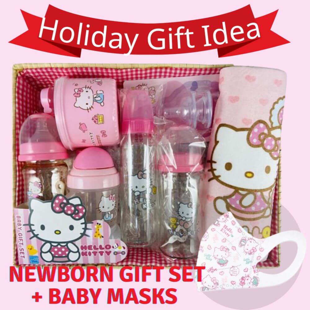 Holiday Gift Idea Hello Kitty New-Born Assorted Baby Feeding Bottle Gift Set + Baby Masks 30Pcs A Cute Shop - Inspired by You For The Cute Soul 