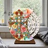 Flower Cross Diamond Painting Unique Wooden Rotating Calendar for Home Office