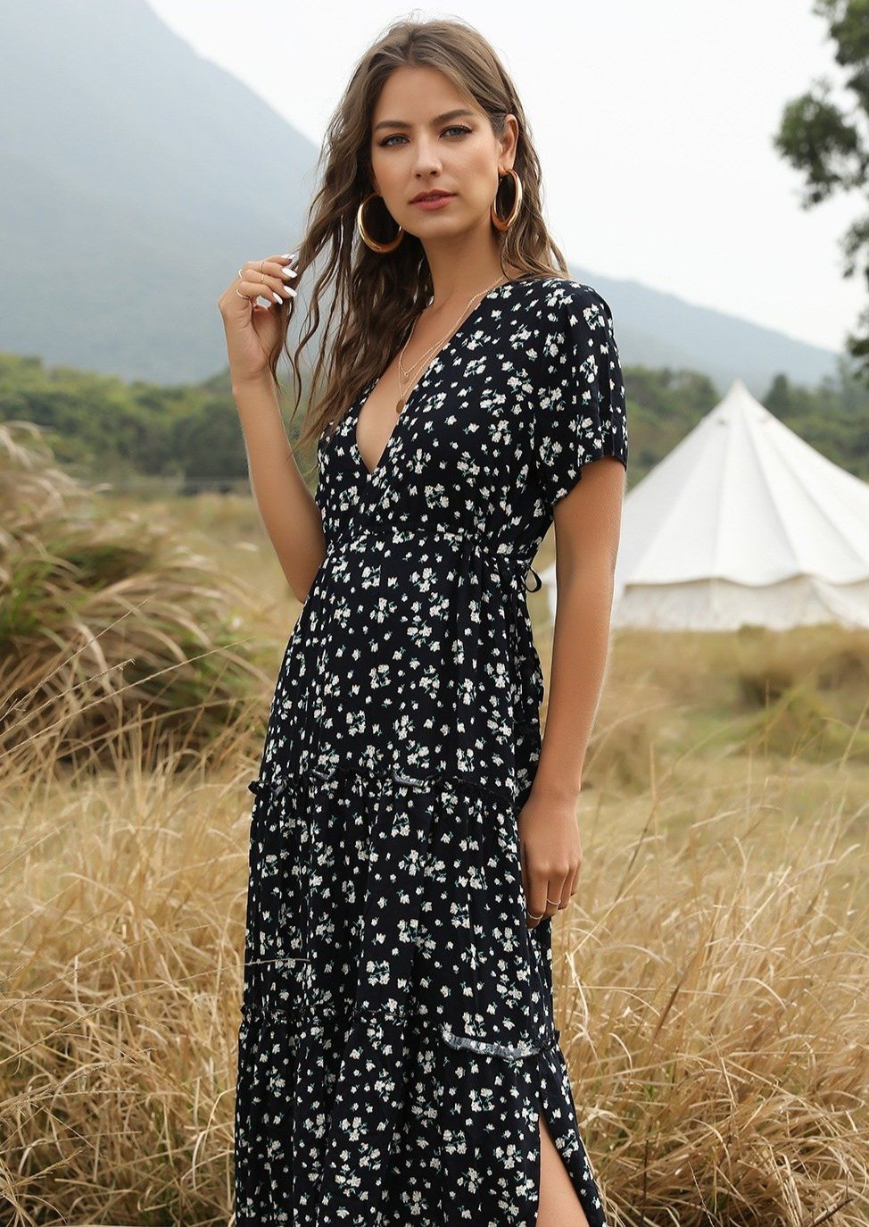 August Lemonade Floral Maxi Dress Black August Lemonade August Lemonade