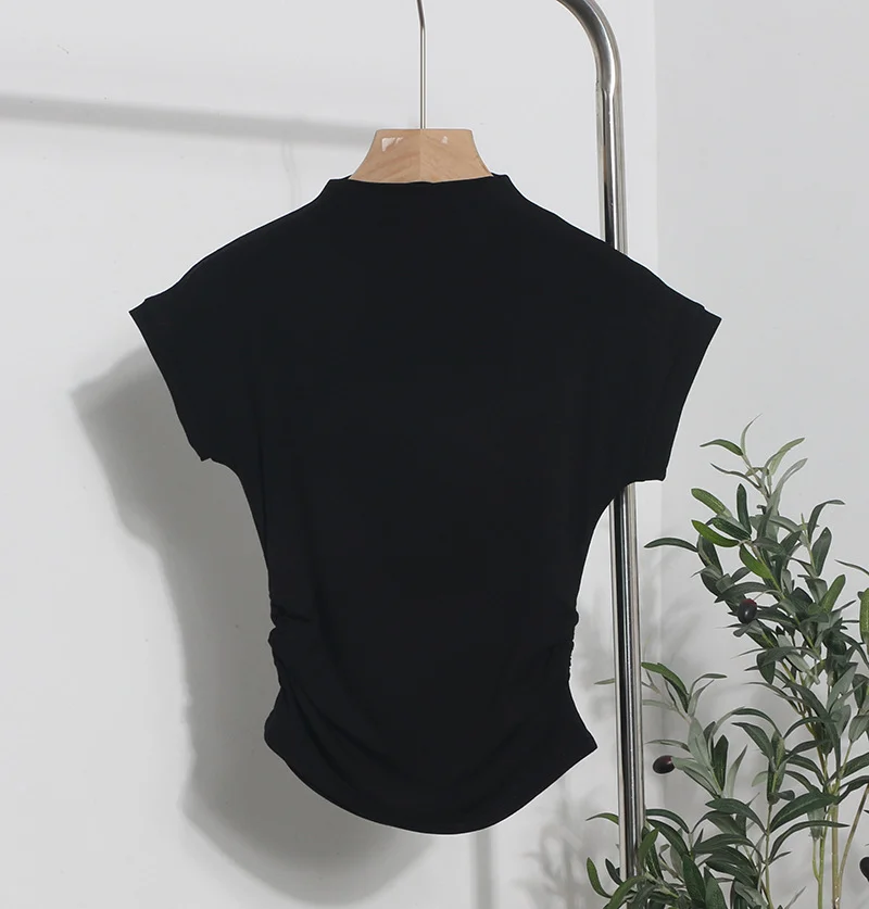 Uveng Real Shoot Half-High Collar Hottie Folded Slimmed Short T-Shirt Jacket Woman 87530