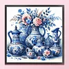 Blue And White Porcelain Flowers-11CT Stamped Cross Stitch 40*40cm/15.75*15.75in