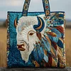 Majestic Bison Quilted Tote Bag GFTOTP10006🔥All items are shipped in a default size of 15x14 inches.