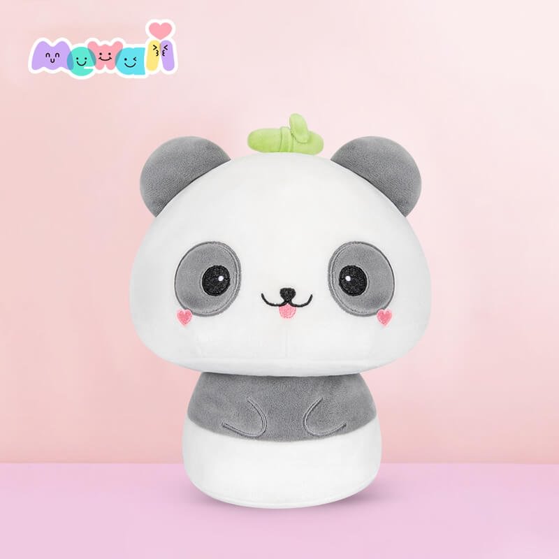 Mewaii® Mushroom Family  Gray Panda Kawaii Plush Pillow Squish Toy