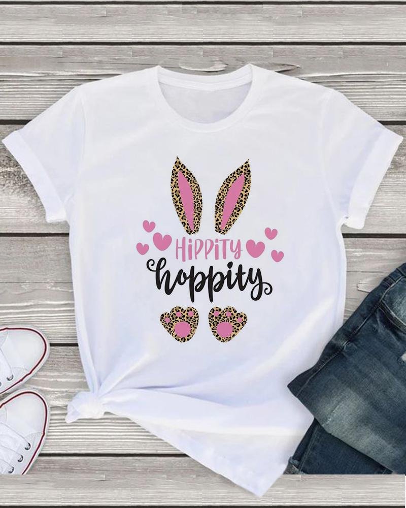 Easter Print Casual Short Sleeve T-Shirt