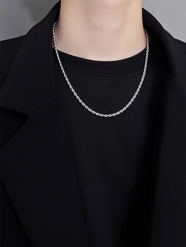 Casual Hip-hop Solid Color Stainless Steel Titanium Steel Men's Necklace