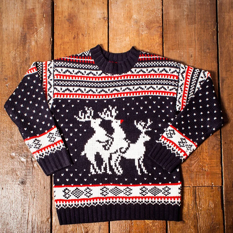Comstylish Christmas Pattern Crew Neck Sweater