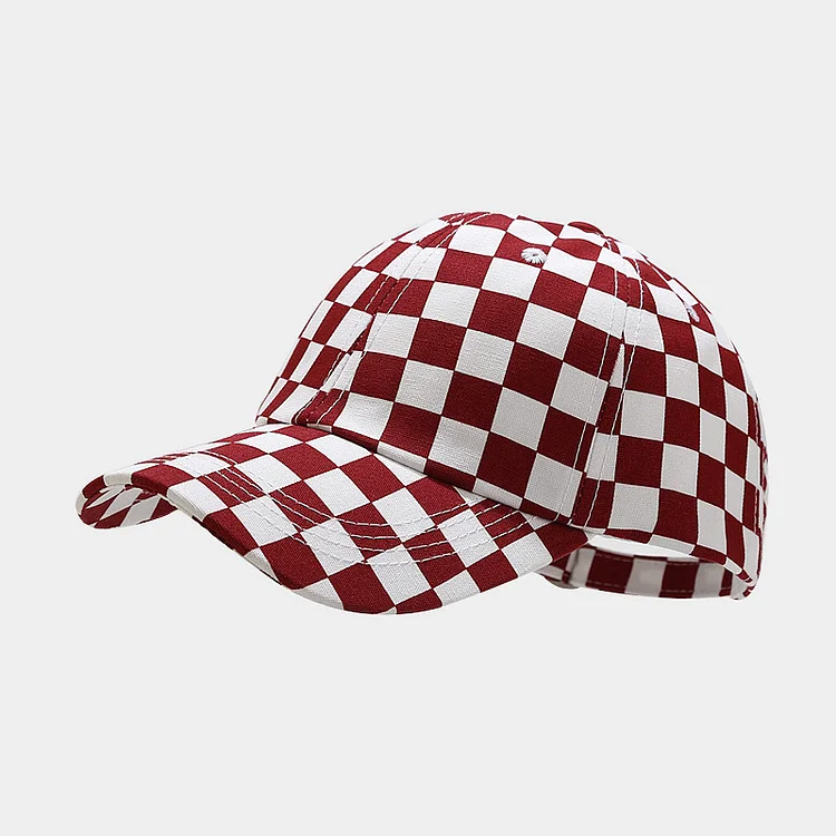 Spring SummerBlack and White Chessboard Lattice Plaid Baseball Cap Retro Casual Sunshade Sun Hat Travel Outdoor Hat Tide