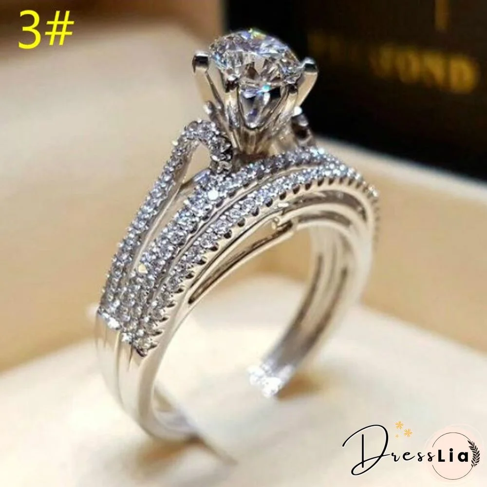 9 Style Luxury 2 Piece Women's 925 Sterling Silver Ring Natural White Sapphire White Gold Engagement Jewelry Anniversary Gift Party Bridal Wedding Diamond Jewelry Ring Size 5-11