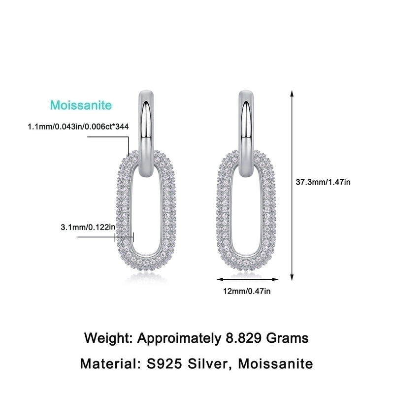 1 Pair 925 Sterling Silver Moissanite Geometric Earrings