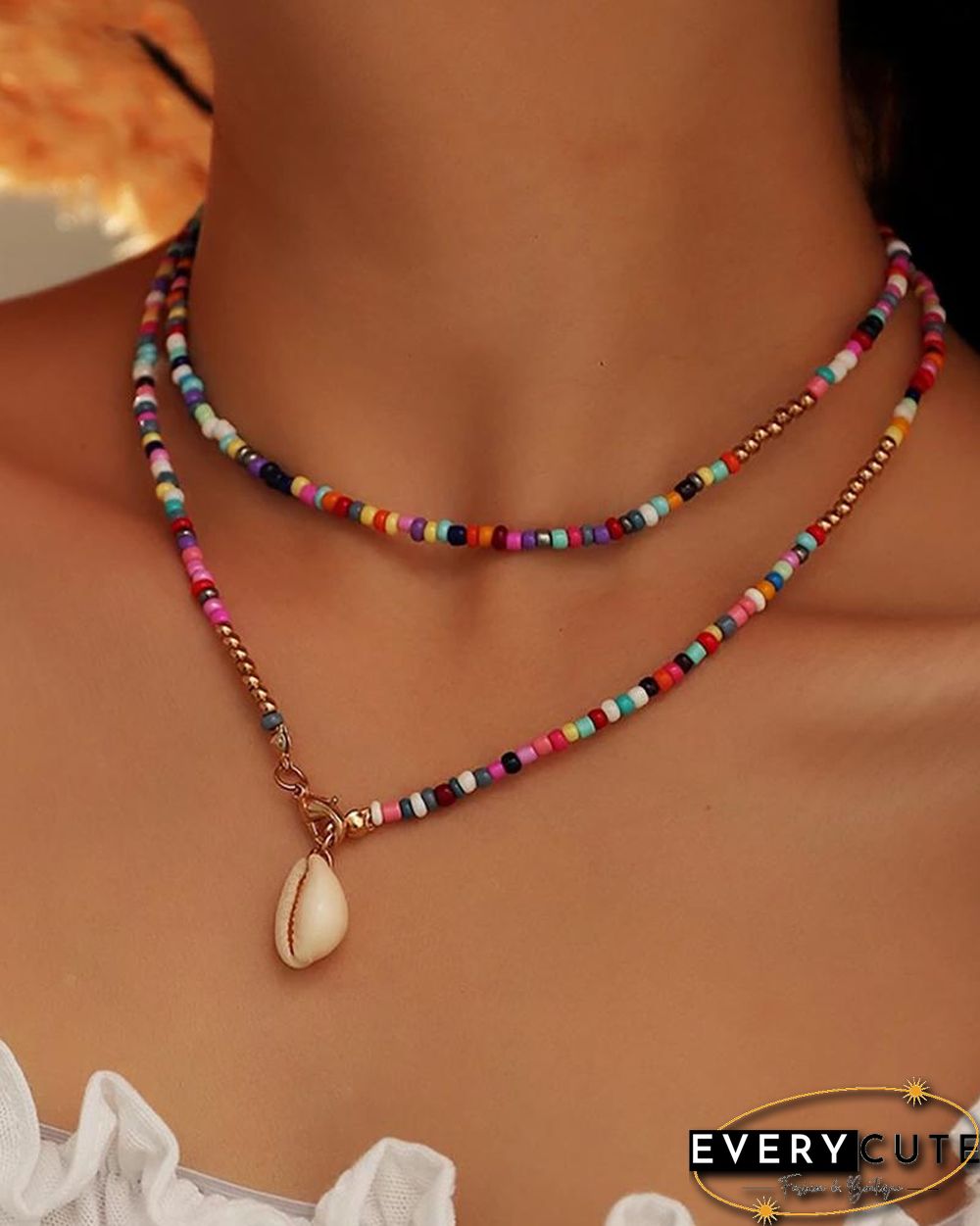Shell Pendant Colorful Beaded Necklaces