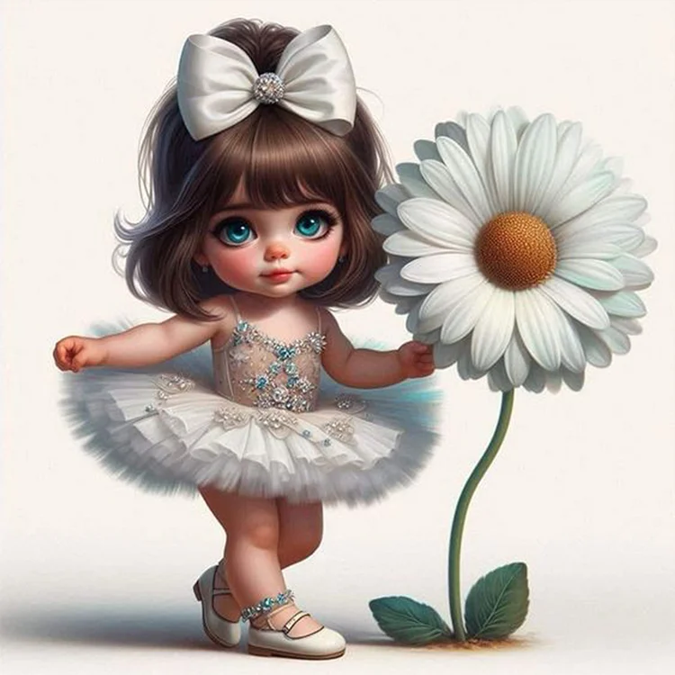 Ballet Girl And Flowers 30*30CM (Canvas) Full Round Drill Diamond Painting gbfke