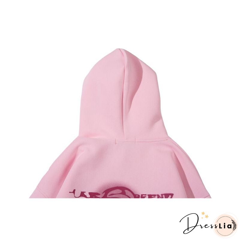 Line Person & Letter Printed Hoodies