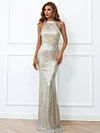 Evening Sleeveless Wrap Sequined Dress