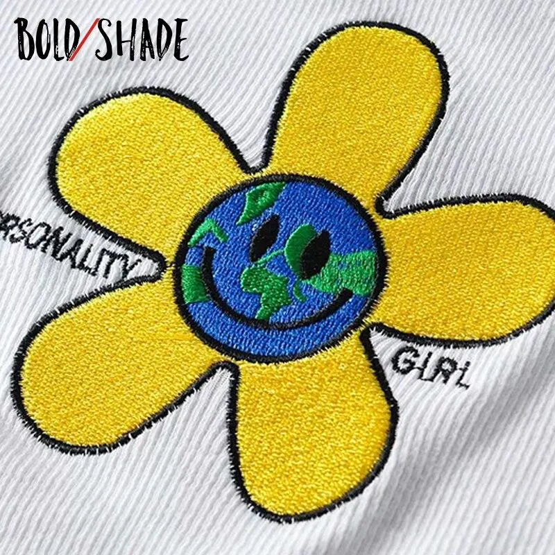 Bold Shade Indie Aesthetic Y2K E-girl Tank Tops Floral Letter Embroidery 2000s Vintage Harajuku Crop Top Women Streetwrear Tanks