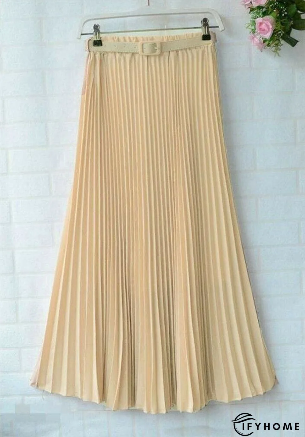 New Summer Women Ladies Elegant Long Skirt Retro Maxi Chiffon High Waist Solid Casual Pleated Beach Long Skirt Sundress | IFYHOME