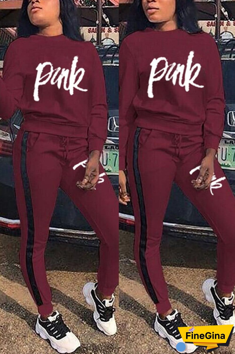 Casual Letter Print Sports Set
