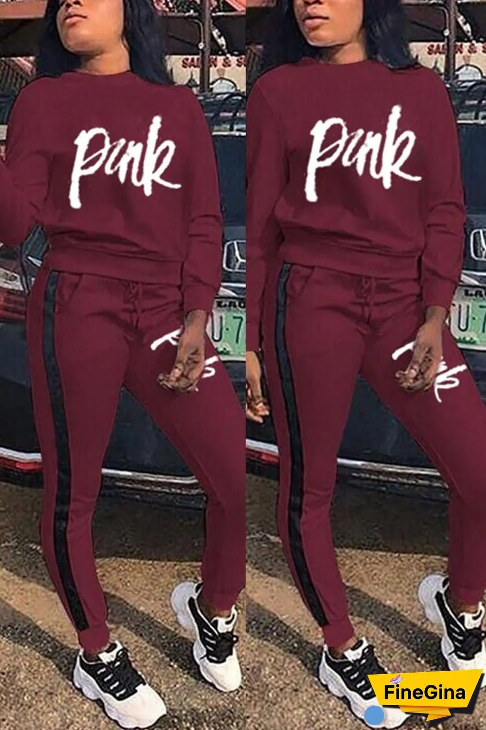 Casual Letter Print Sports Set