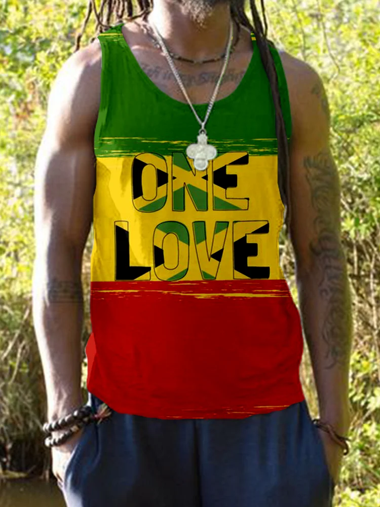 Comstylish Men's One Love Rasta Art Comfy Tank Top