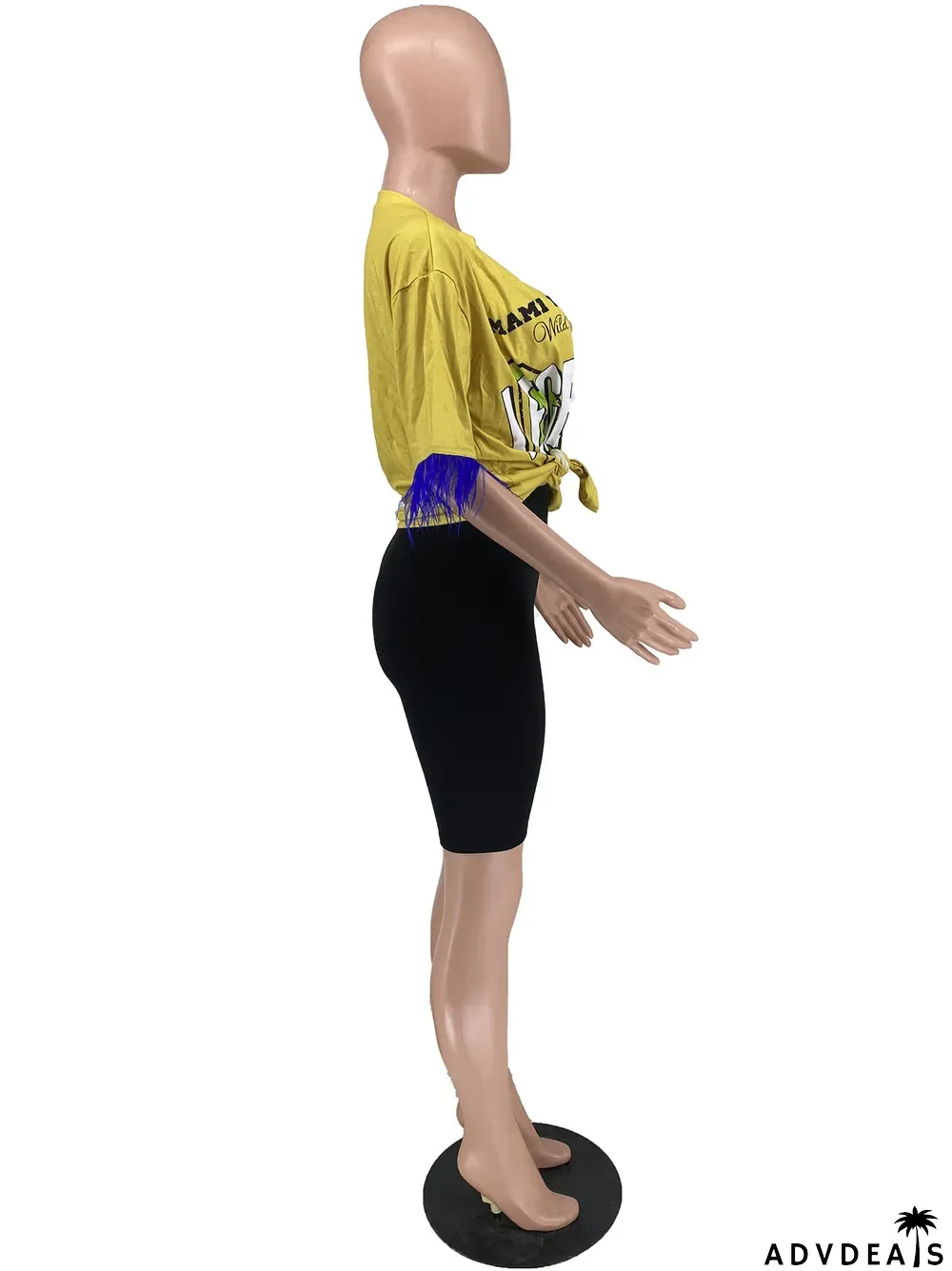 Print Cardigan Fur Short Sleeve T-shirt Fitted Shorts Two Piece Set