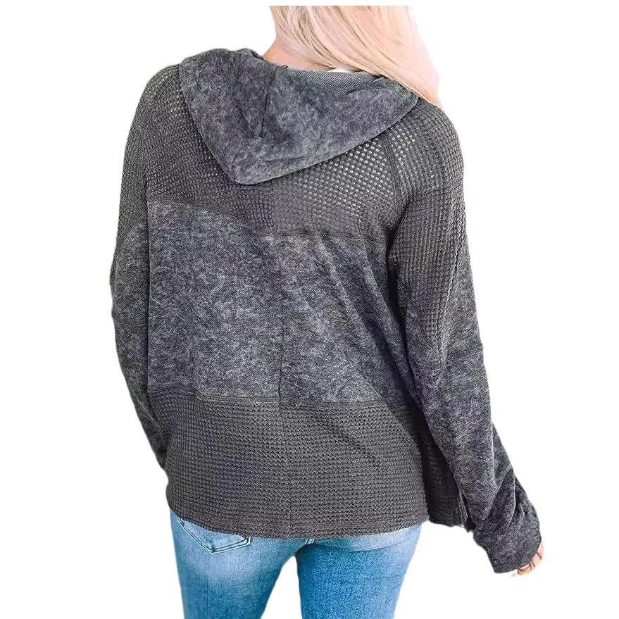 Nigikala Nigikala Color Hooded Jacket Woman Autumn New Retro Water Wash Long-Sleeved Topess Woman