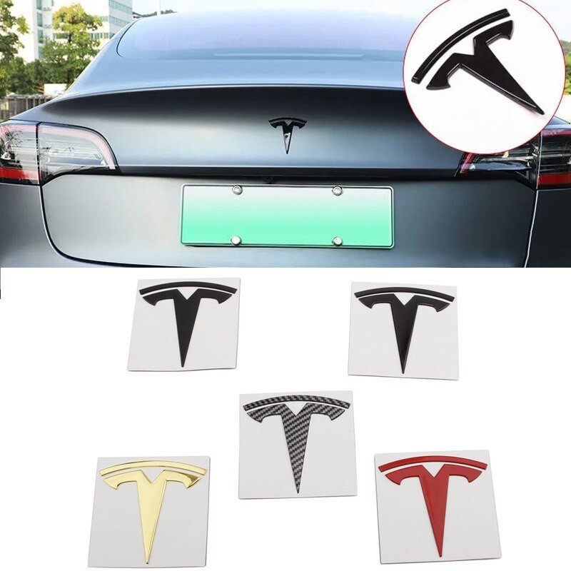 Metal Alloy Front Hood & Rear Tesla Emblem T Logo Badge For Tesla Model 3 voiturehub dxncar