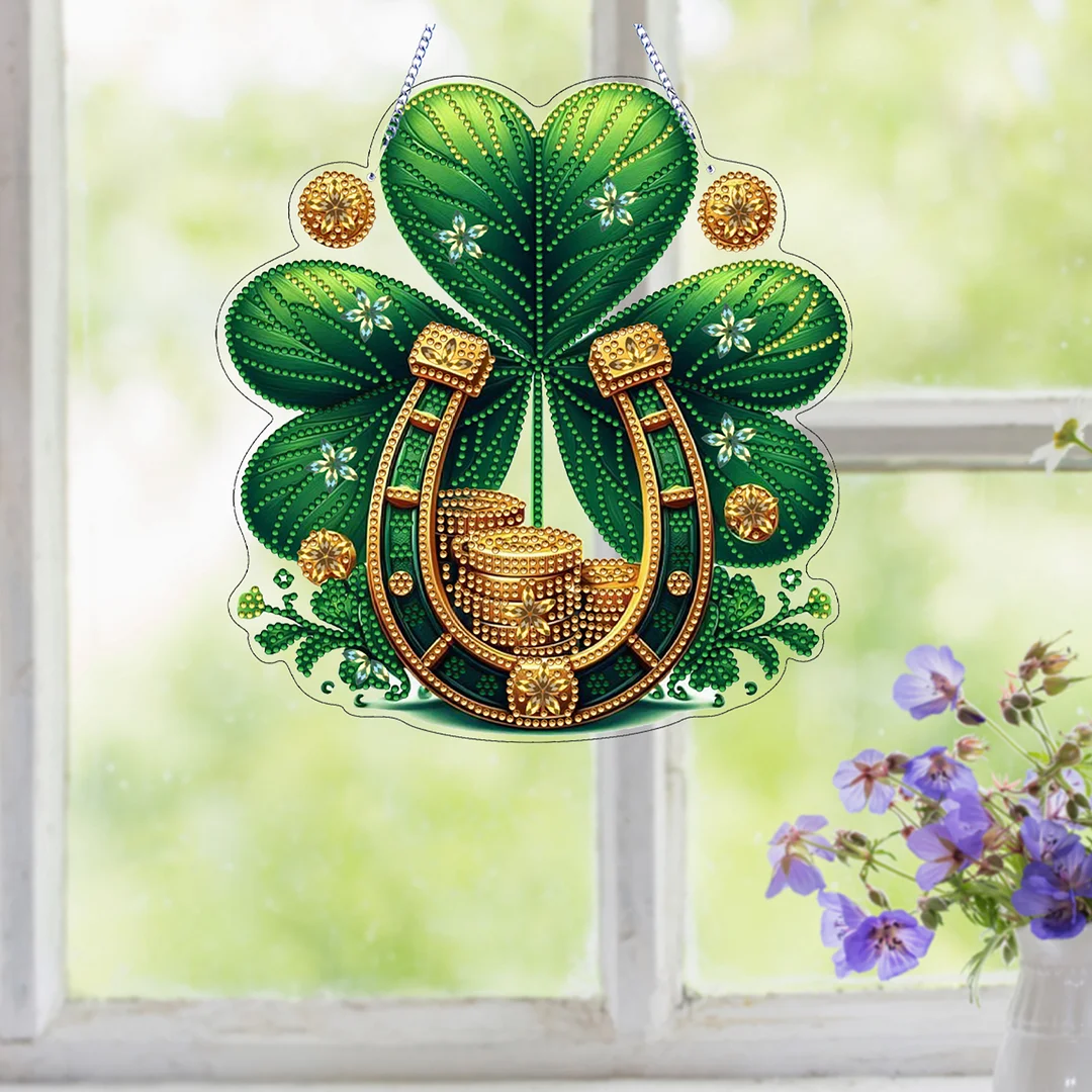 St. Patrick s Day 3 DIY 2D Flat Acrylic Diamond Painting Dots Pendant for Adults