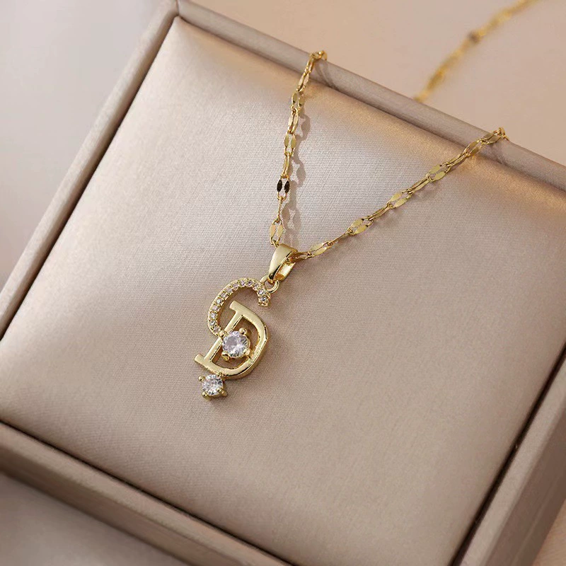CD Monogrammed Zirconia Gold-Plated Necklace