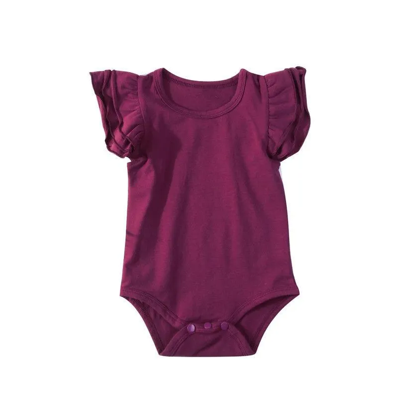 2018 Brand New Newborn Toddler Infant Baby Girl Boy Bodysuit Ruffled Sleeveless Outfits Jumpsuit Sunsuit Solid Wholesale Clothes