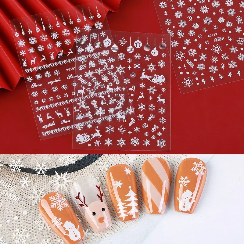 Christmas Winter Snowflake Nail Art Applique Decoration Self-adhesive Nail Stickers Manicure Design White Snowflake Sticker
