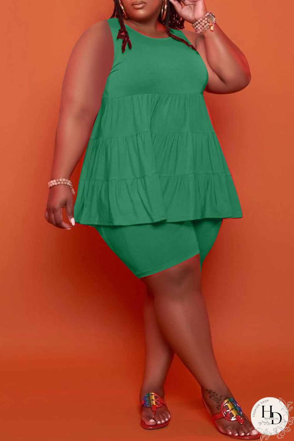 Yellow Fashion Casual Solid Basic O Neck Plus Size Two Pieces